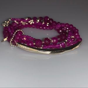 Kendra Scott Fuschia & gold tone stretch bracelets